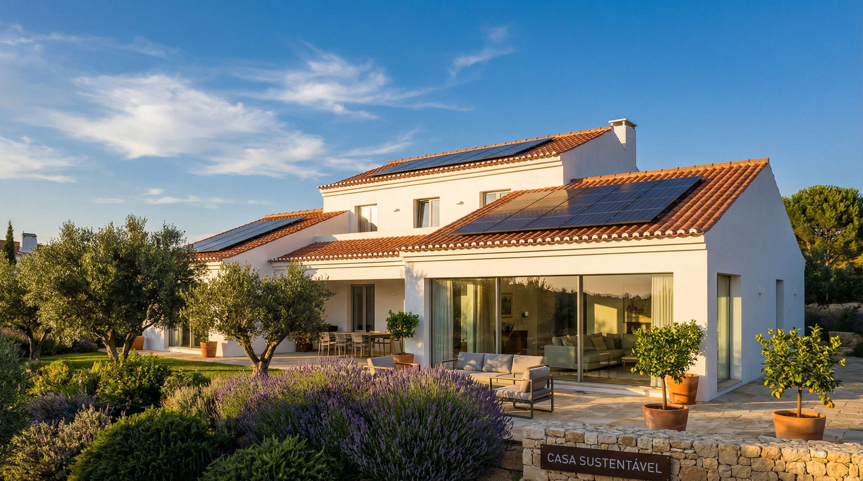 American home with solar panels